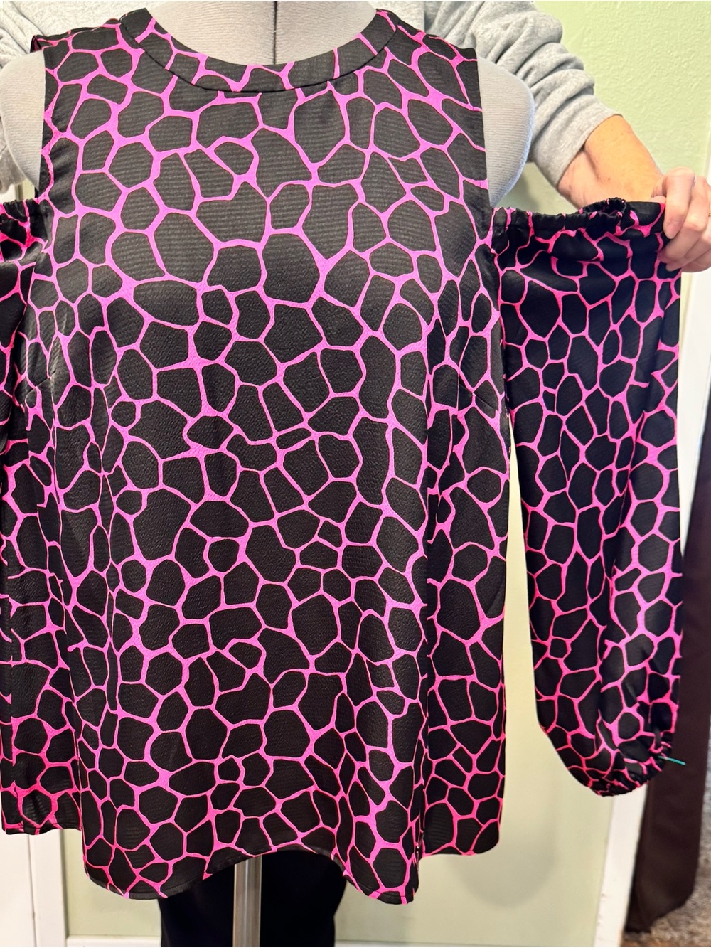 Michael Kors Black & Hot Pink Giraffe-Print Top